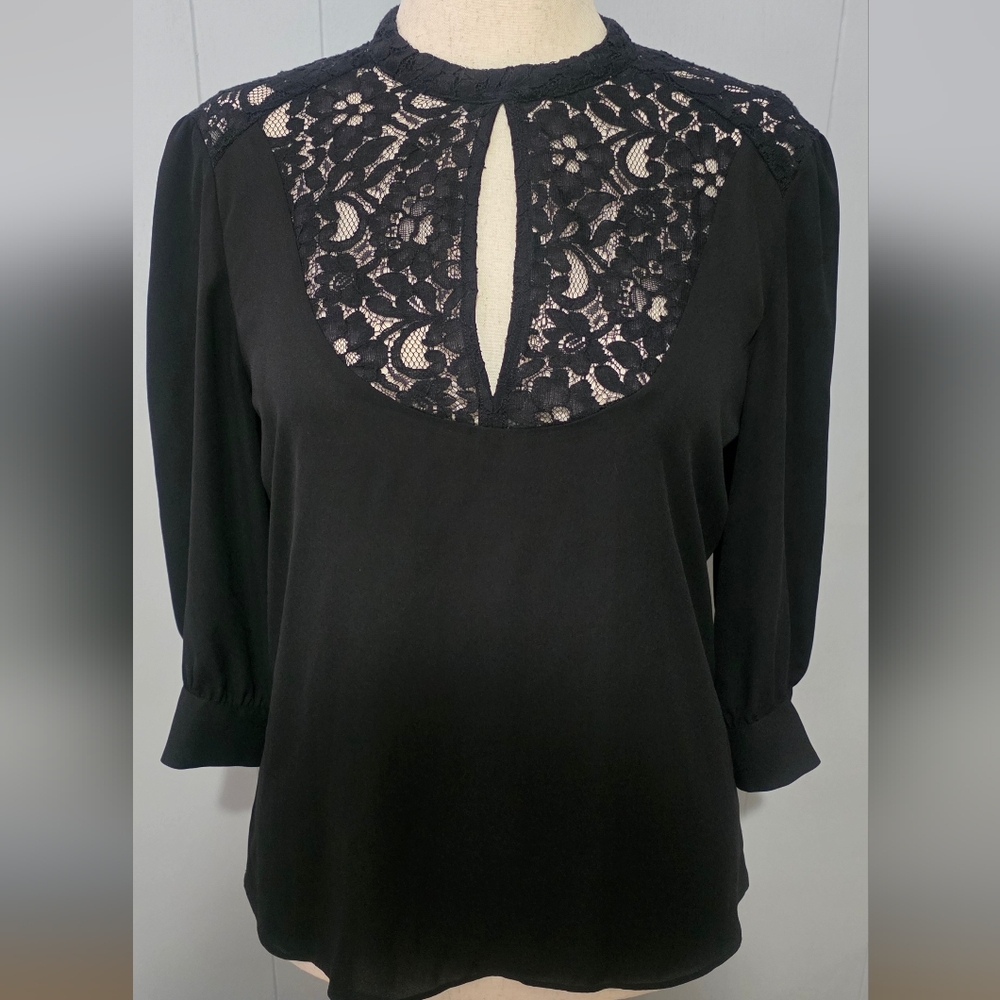 Express Black Lace Detail Blouse